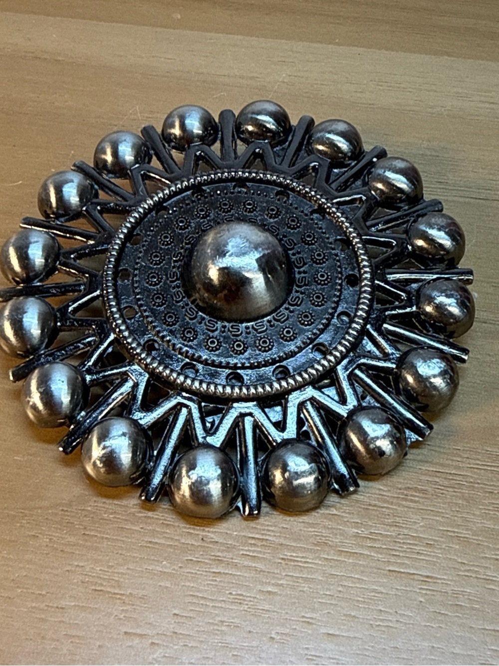 Vintage Byzantium ‘ Old Style Silver’ Round Belt Buckle D 2,75” Custom Jewellery